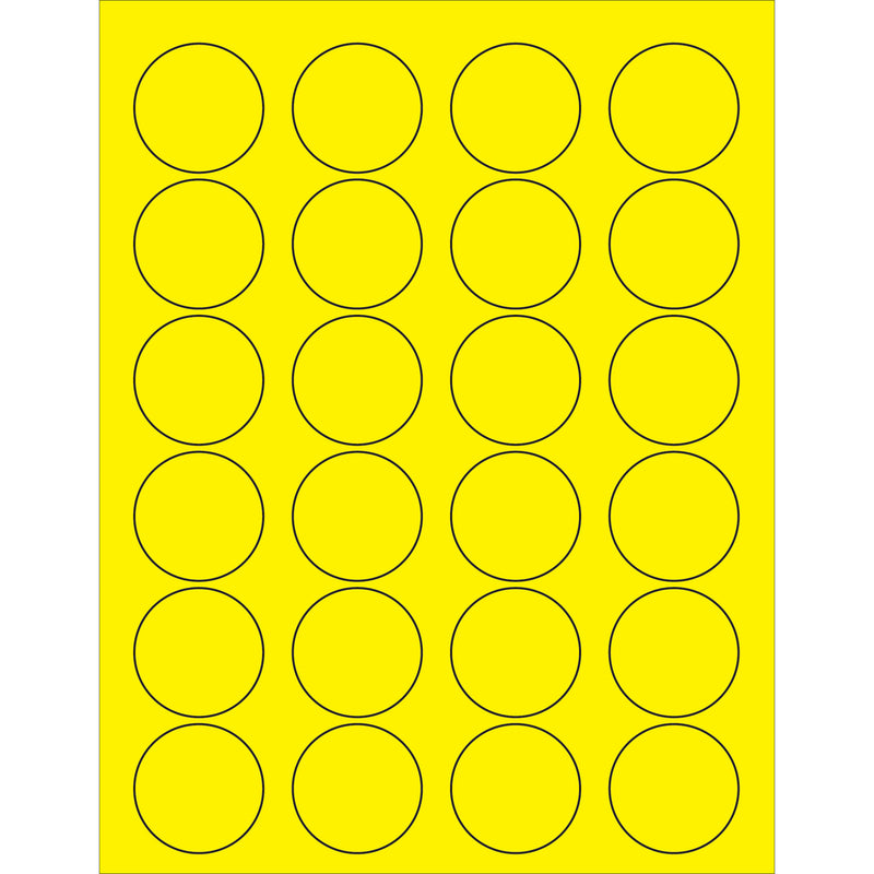 1 5/8" Fluorescent Yellow Circle Laser Labels, Case Of 2400 Case Of 2400