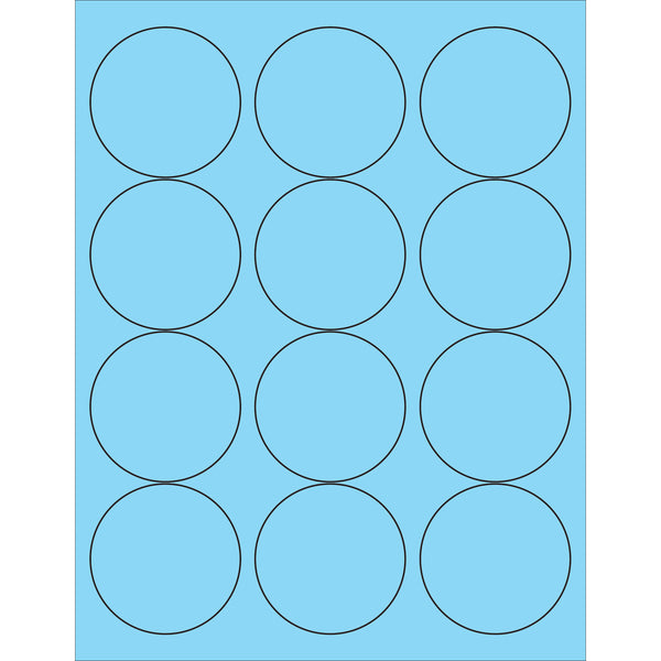 2 1/2" Fluorescent Pastel Blue Circle Laser Labels, Case Of 1200 Case Of 1200