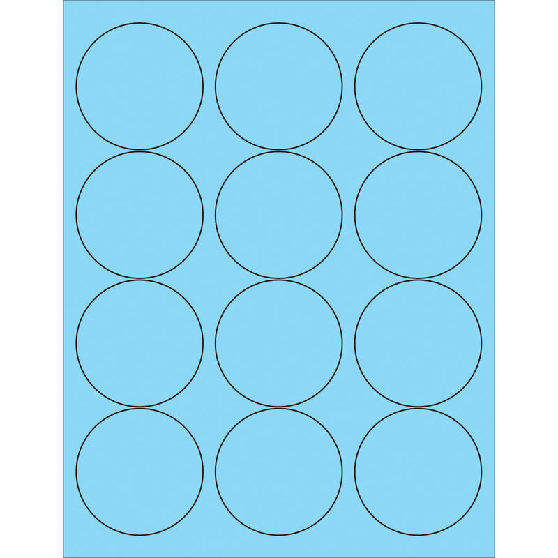 2 1/2" Fluorescent Pastel Blue Circle Laser Labels, Case Of 1200 Case Of 1200