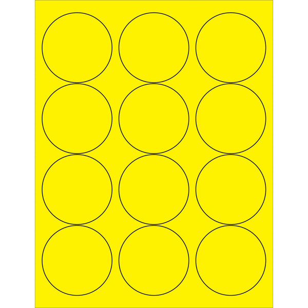 2 1/2" Fluorescent Yellow Circle Laser Labels, Case Of 1200 Case Of 1200