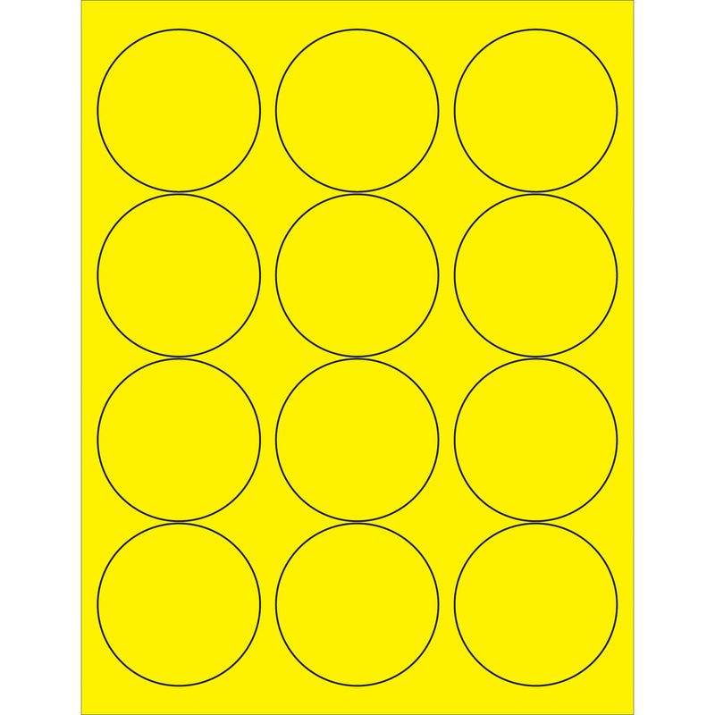 2 1/2" Fluorescent Yellow Circle Laser Labels, Case Of 1200 Case Of 1200