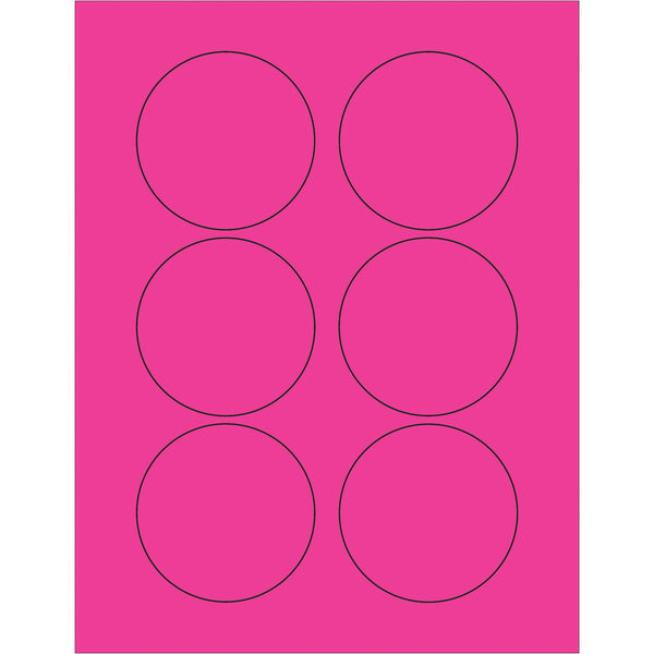 3" Fluorescent Pink Circle Laser Labels, Case Of 600 Case Of 600