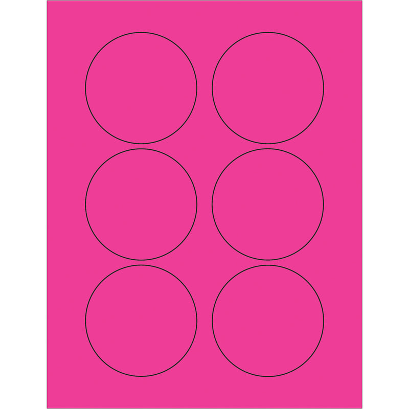 3" Fluorescent Pink Circle Laser Labels, Case Of 600 Case Of 600