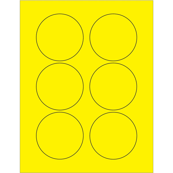 3" Fluorescent Yellow Circle Laser Labels, Case Of 600 Case Of 600