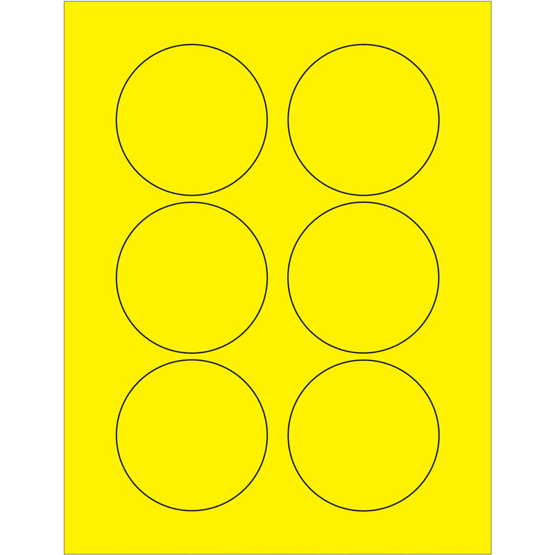 3" Fluorescent Yellow Circle Laser Labels, Case Of 600 Case Of 600