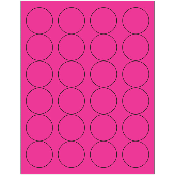 1 2/3" Fluorescent Pink Circle Laser Labels, Case Of 2400 Case Of 2400