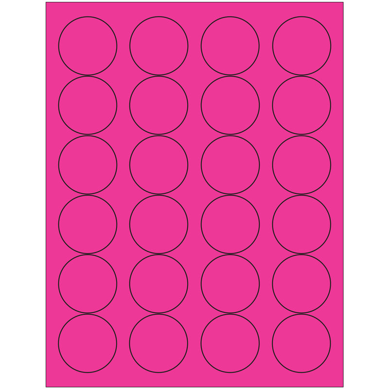 1 2/3" Fluorescent Pink Circle Laser Labels, Case Of 2400 Case Of 2400