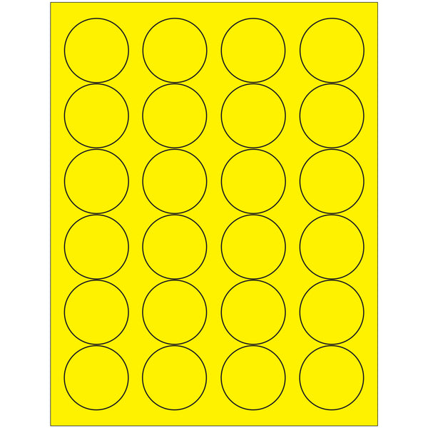 1 2/3" Fluorescent Yellow Circle Laser Labels, Case Of 2400 Case Of 2400