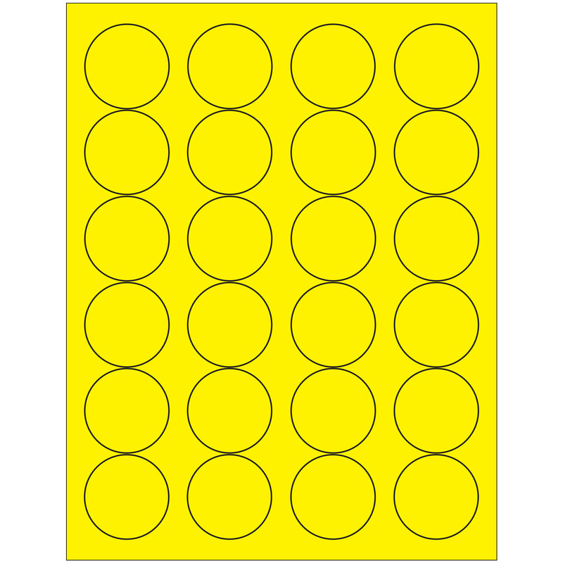 1 2/3" Fluorescent Yellow Circle Laser Labels, Case Of 2400 Case Of 2400