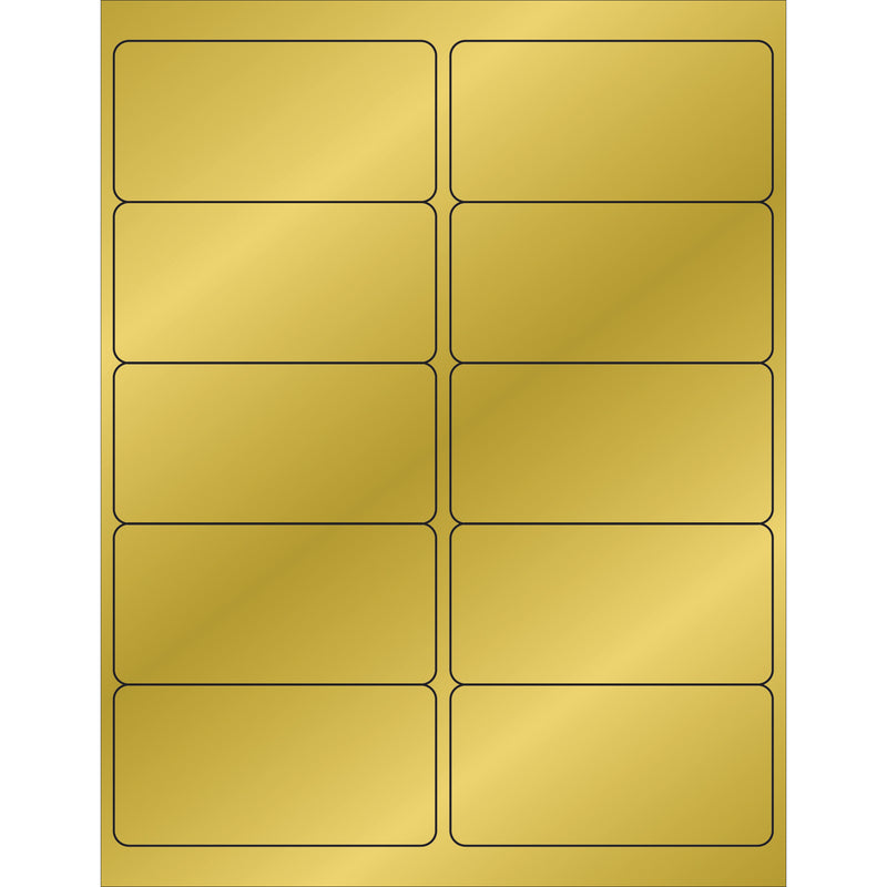 4 x 2" Gold Foil Rectangle Laser Labels, Case Of 1000 Case Of 1000