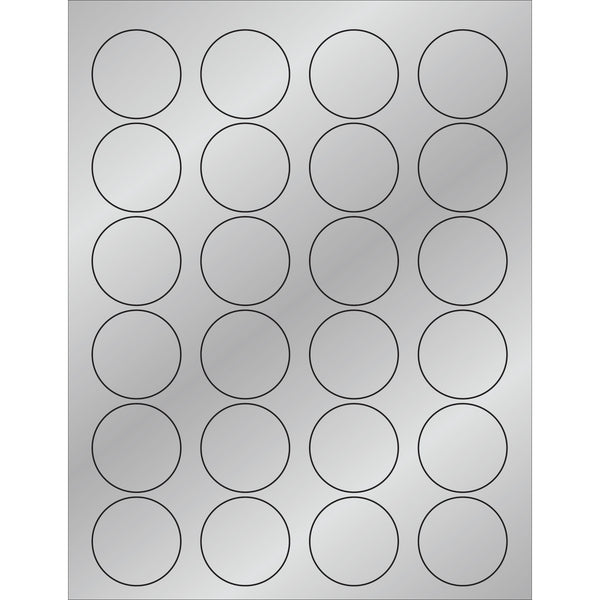 1 5/8" Silver Foil Circle Laser Labels, Case Of 2400 Case Of 2400