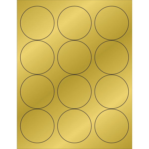 2 1/2" Gold Foil Circle Laser Labels, Case Of 1200 Case Of 1200