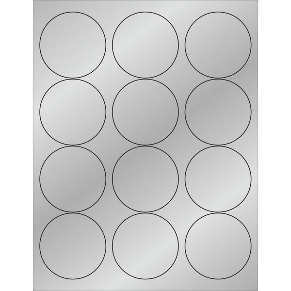 2 1/2" Silver Foil Circle Laser Labels, Case Of 1200 Case Of 1200