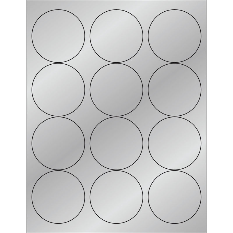 2 1/2" Silver Foil Circle Laser Labels, Case Of 1200 Case Of 1200