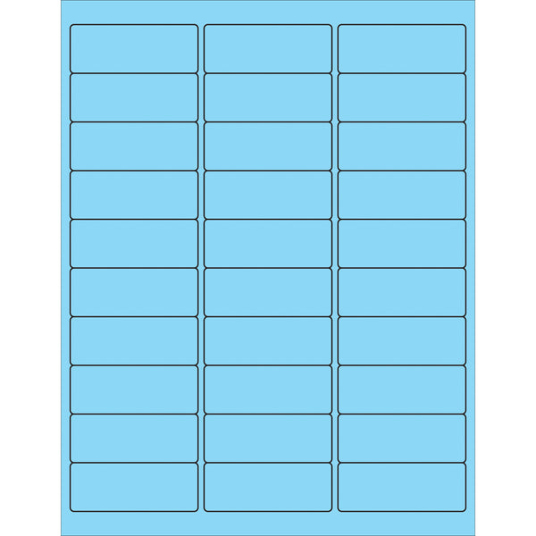 2 5/8 x 1" Fluorescent Pastel Blue Removable Rectangle Laser Labels (LL405BE) Case Of 3000