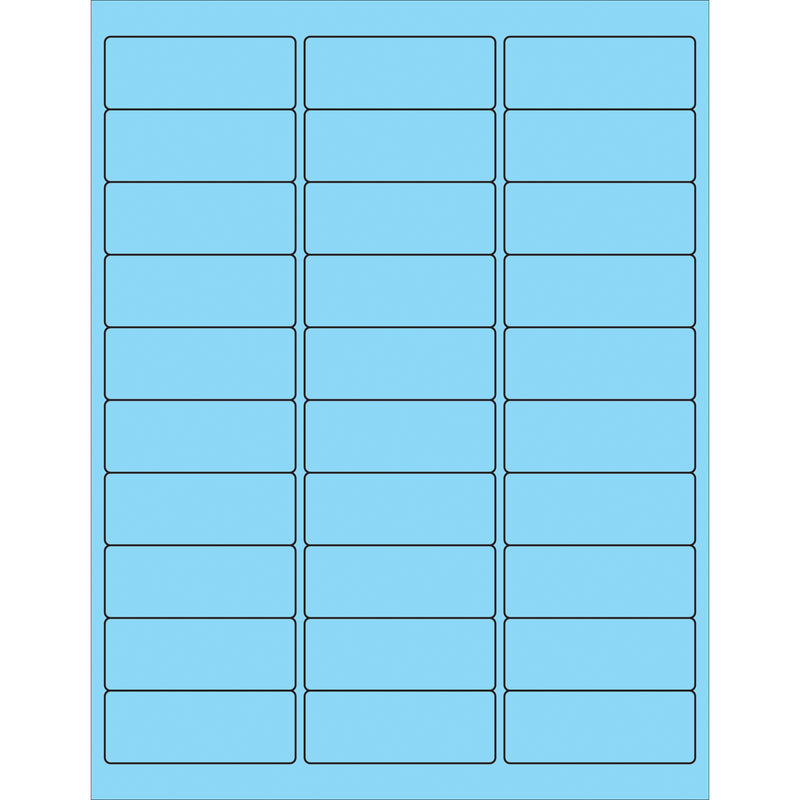 2 5/8 x 1" Fluorescent Pastel Blue Removable Rectangle Laser Labels (LL405BE) Case Of 3000