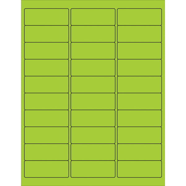 2 5/8 x 1" Fluorescent Green Removable Rectangle Laser Labels (LL405GN) Case Of 3000