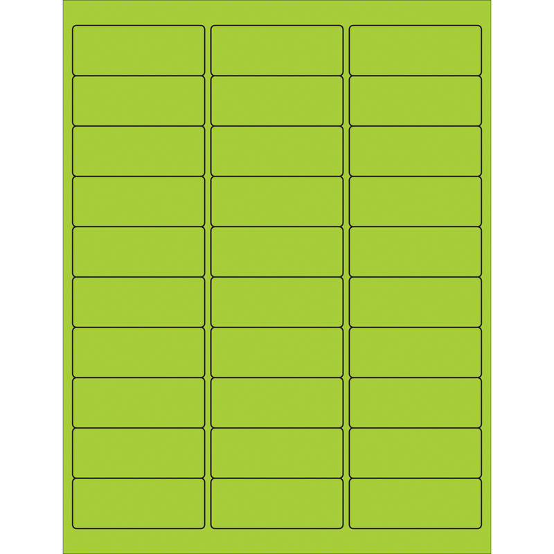2 5/8 x 1" Fluorescent Green Removable Rectangle Laser Labels (LL405GN) Case Of 3000