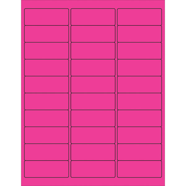 2 5/8 x 1" Fluorescent Pink Removable Rectangle Laser Labels (LL405PK) Case Of 3000