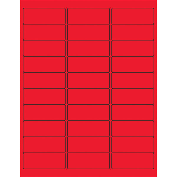 2 5/8 x 1" Fluorescent Red Removable Rectangle Laser Labels (LL405RD) Case Of 3000