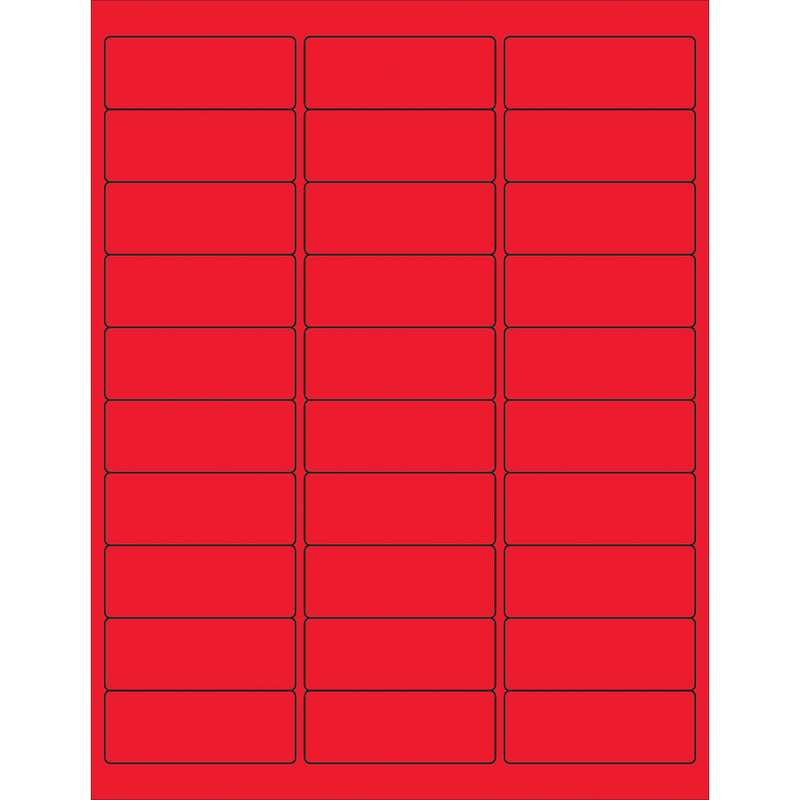 2 5/8 x 1" Fluorescent Red Removable Rectangle Laser Labels (LL405RD) Case Of 3000