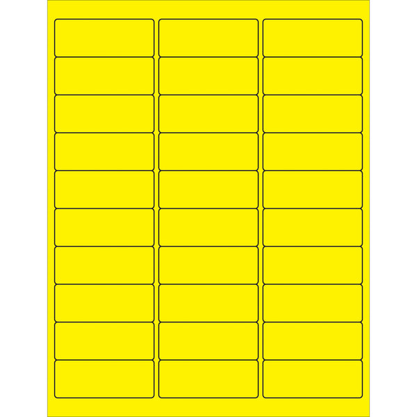 2 5/8 x 1" Fluorescent Yellow Removable Rectangle Laser Labels (LL405YE) Case Of 3000