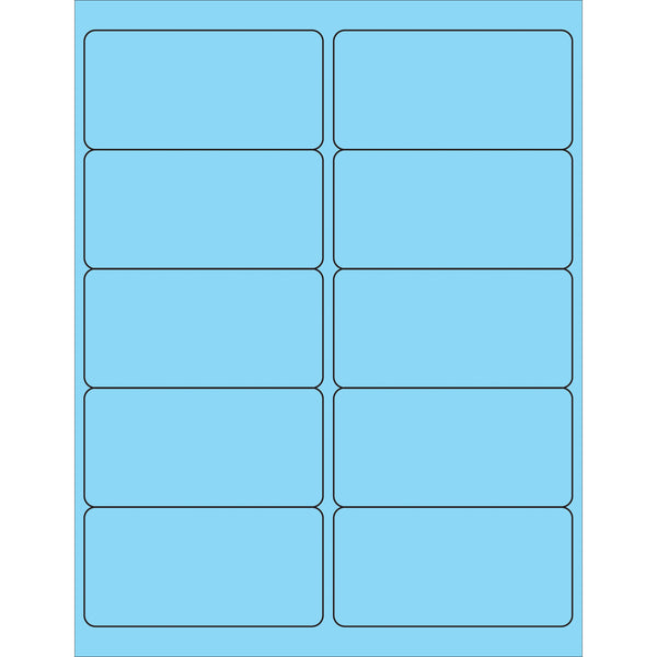 4 x 2" Fluorescent Pastel Blue Removable Rectangle Laser Labels (LL410BE) Case Of 1000