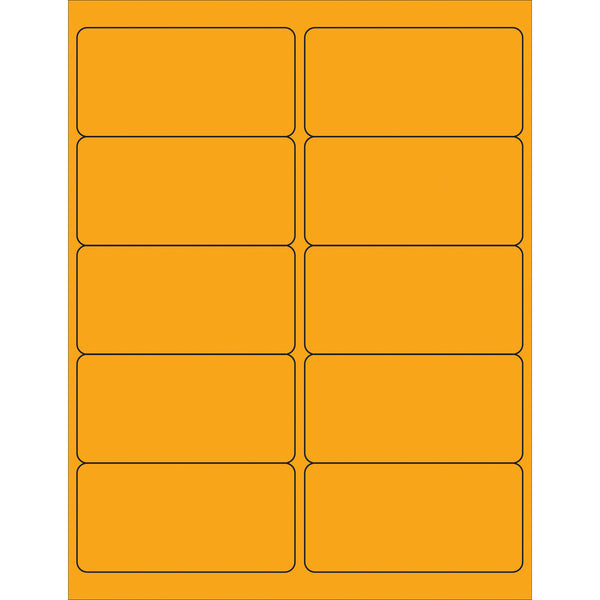 4 x 2" Fluorescent Orange Removable Rectangle Laser Labels (LL410OR) Case Of 1000