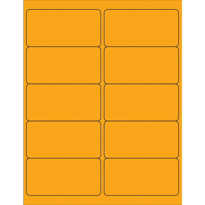4 x 2" Fluorescent Orange Removable Rectangle Laser Labels (LL410OR) Case Of 1000