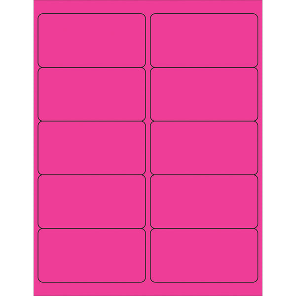 4 x 2" Fluorescent Pink Removable Rectangle Laser Labels (LL410PK) Case Of 1000