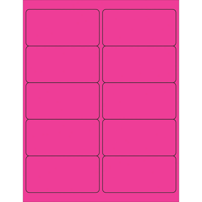 4 x 2" Fluorescent Pink Removable Rectangle Laser Labels (LL410PK) Case Of 1000