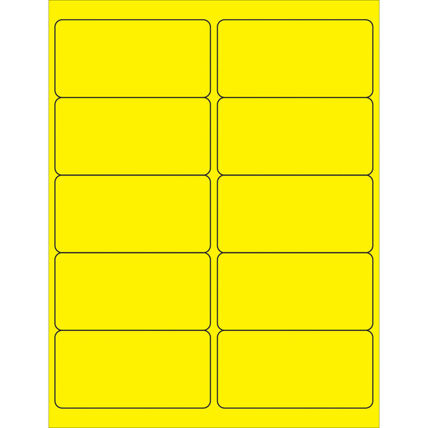 4 x 2" Fluorescent Yellow Removable Rectangle Laser Labels (LL410YE) Case Of 1000