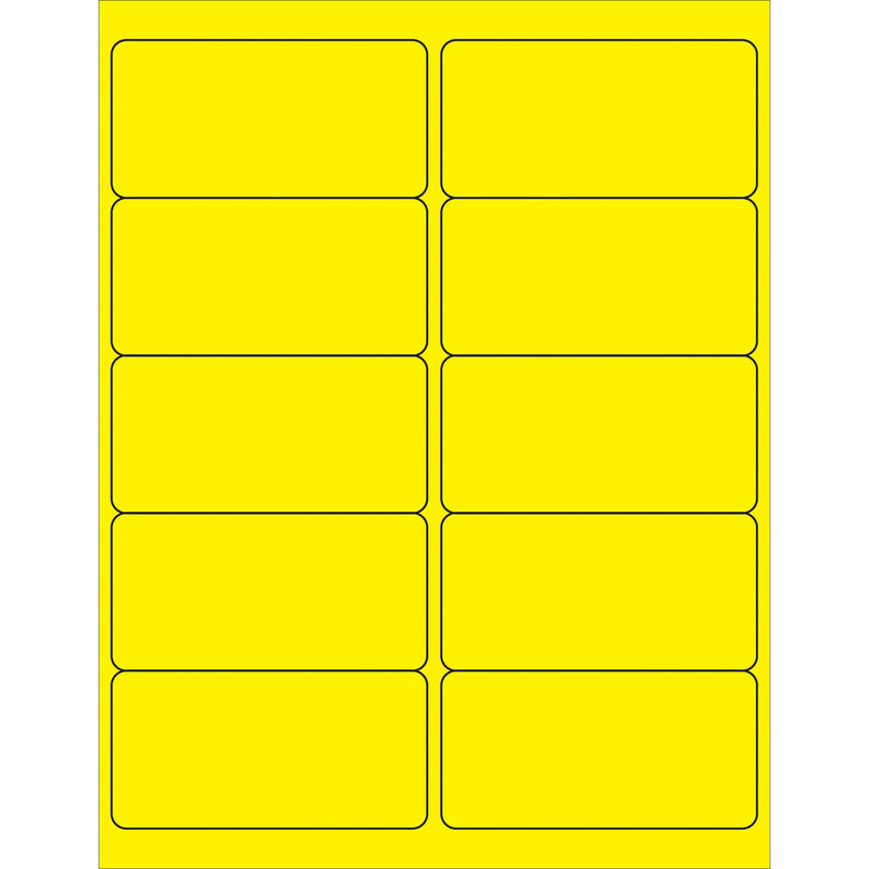 4 x 2" Fluorescent Yellow Removable Rectangle Laser Labels (LL410YE) Case Of 1000