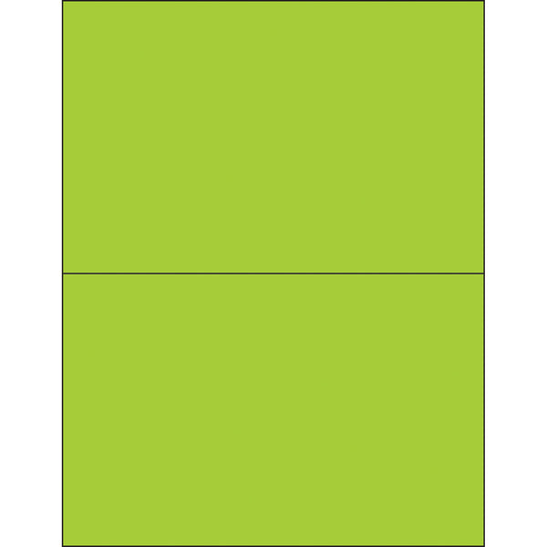 8 1/2 x 5 1/2" Fluorescent Green Removable Rectangle Laser Labels (LL415GN) Case Of 200