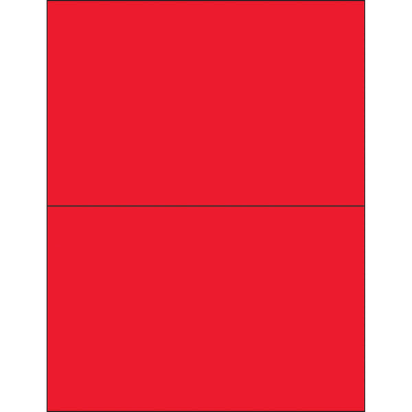 8 1/2 x 5 1/2" Fluorescent Red Removable Rectangle Laser Labels (LL415RD) Case Of 200
