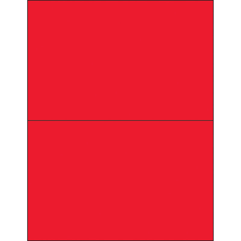 8 1/2 x 5 1/2" Fluorescent Red Removable Rectangle Laser Labels (LL415RD) Case Of 200