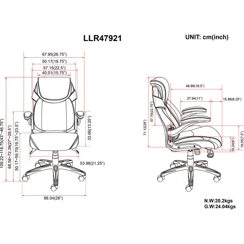 Lorell Mesh Executive Chair, 27-3/4" x 30" x 46-3/4", Black (LLR47921) Each