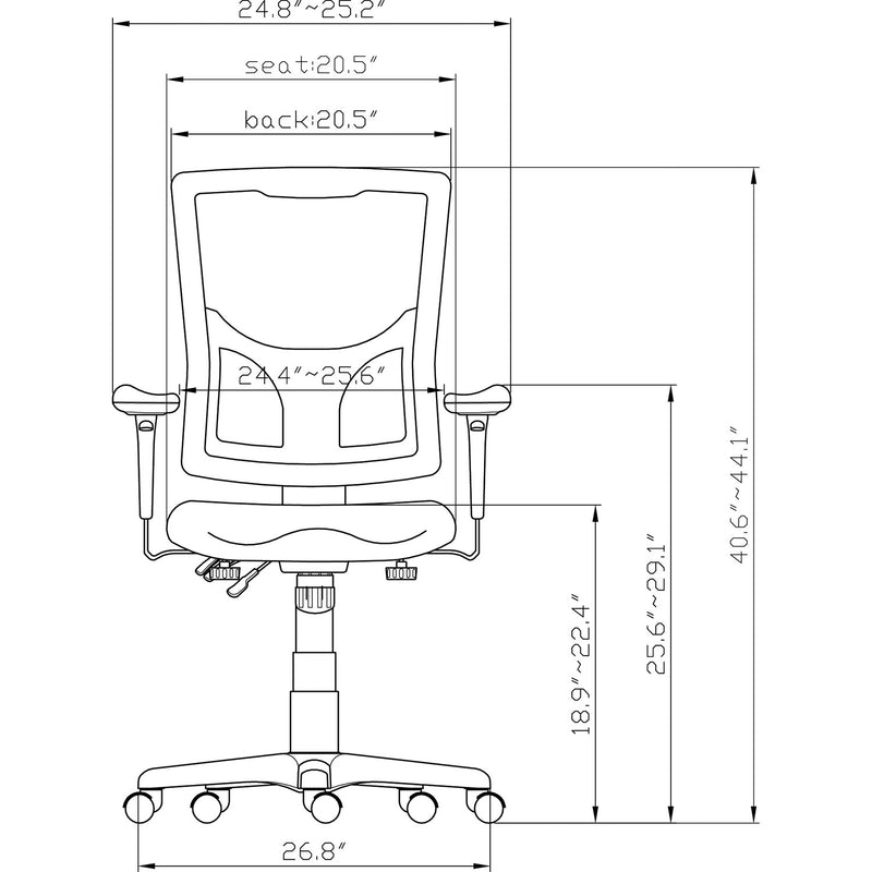 Lorell Executive Chair, High-Back, 26-3/4"x26"Lx40-1/2"-44", Black (LLR62000) Each