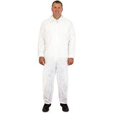 Safety Zone® PolyLite® Coveralls w/ Zip Front, Elastic Wrists & Ankles, White, 40g, 25/Case – 3XL (SZNM1220-3X) Case of 25