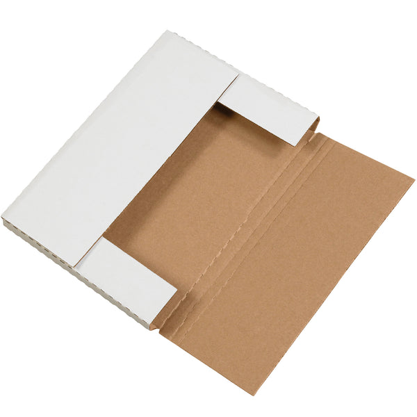 12 1/8 x 9 1/8 x 1" White Easy-Fold Mailers, Bundle Of 50 Bundle Of 50