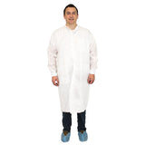 Safety Zone® ProMax® II Lab Coat w/ Pockets, Snap Front, Knit Cuffs & Collar, White, 30/Case, 2XL (SZNM1740-2X) Case of 30