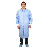 Safety Zone® ProMax® II Lab Coat w/ Pockets, Snap Front, Knit Cuffs & Collar, Light Blue, 30/Case, 2XL (SZNM1740B-2X) Case of 30