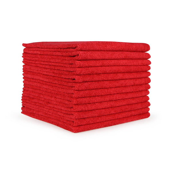 Arkwright Home Smart Choice Microfiber Cloths 16x16 49gm Red (12/Pack) (PNP915100R) 12/PK