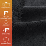 Hospeco® Smart Rags Microfiber Cloths 12x12 Black, Case of 400 (HOSM950BLK) Case of 400