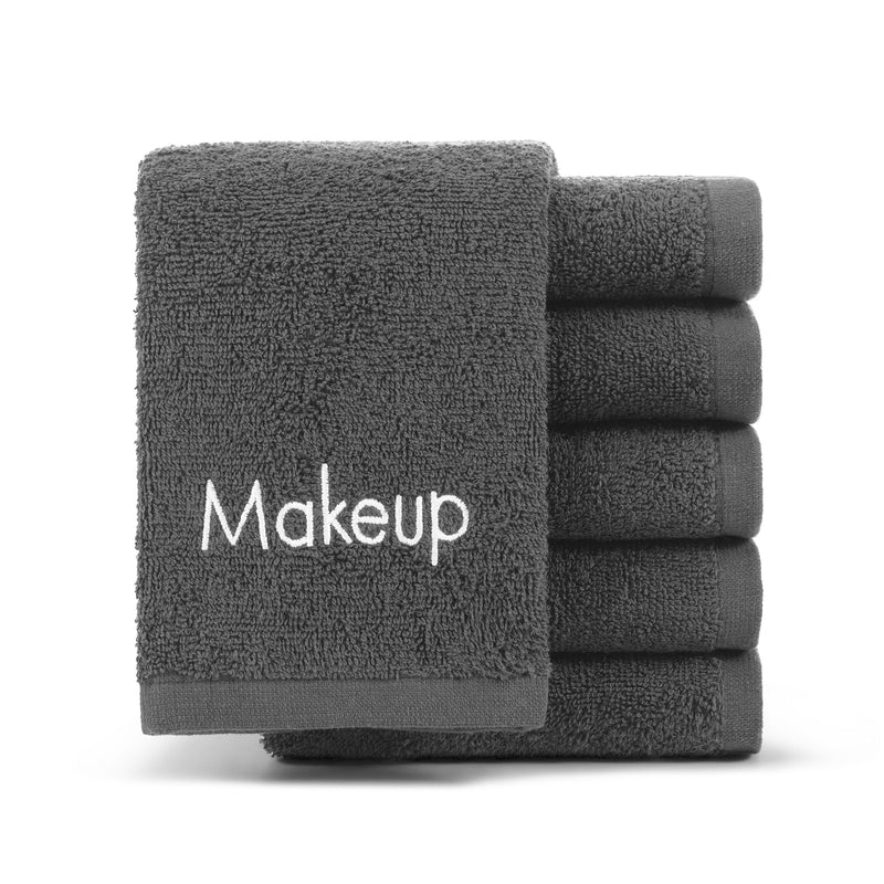 Arkwright Home Hotel Cotton Makeup Washcloth 13x13 Gray (6/Pack) (P-MKUP-1313-GY) 6/PK