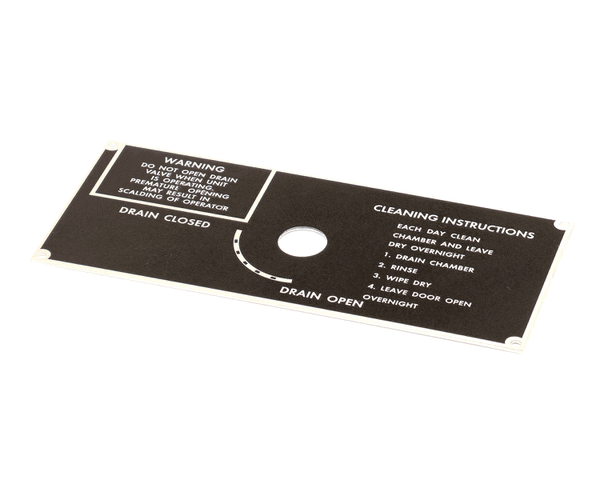 MARKET FORGE 10-5938 PLATE, DRAIN PANEL CLEAN INSTR (MAR10-5938) Each