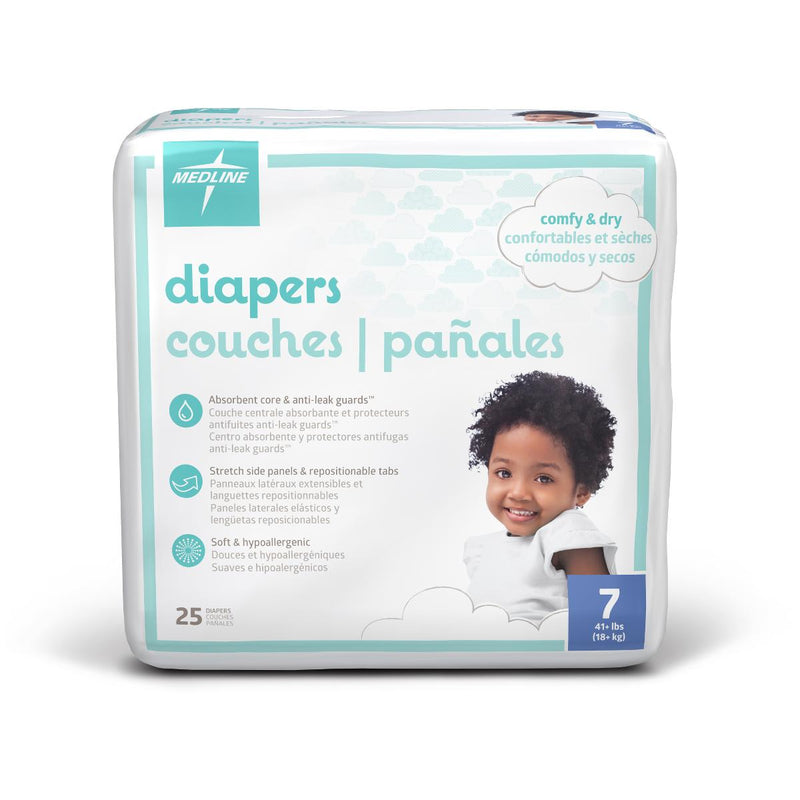 Disposable Baby Diapers, Size 7, 41+ lb., 25/BG (05166CS) Bag of 25