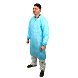 Safety Zone® ProGuard® CPE Isolation Gowns, Long Sleeves, Elastic Wrists, 1.75 Mil, Blue, 50/Bag, 2 Bags/Case, 45" Long (SZNMCPE-45B-EW) Case of 100