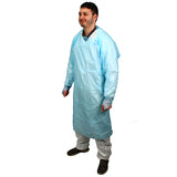 Safety Zone® ProGuard® CPE Isolation Gowns, Long Sleeves, Thumb Loops, 4 Mil, Blue, 10/Bag, 10 Bags/Case, 45" Long (SZNMCPE-45B-L-4) Case of 100