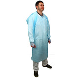 Safety Zone® ProGuard® CPE Isolation Gowns, Long Sleeves, Thumb Loops, 1.75 Mil, Blue, 25/Bag, 4 Bags/Case, 45" Long (SZNMCPE-45B) Case of 100